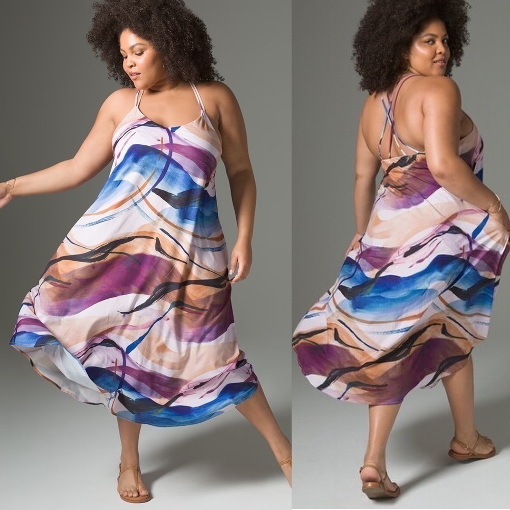 Soma Artistic Blue and Purple Midi Dress